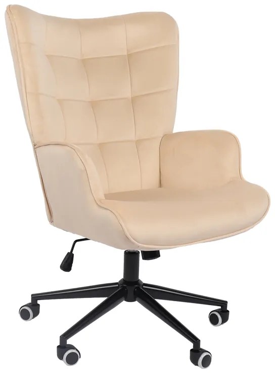 Καρέκλα γραφείου διευθυντή Lobima pakoworld περιστρεφόμενη κρεμ βελούδο 68x71x105-112εκ