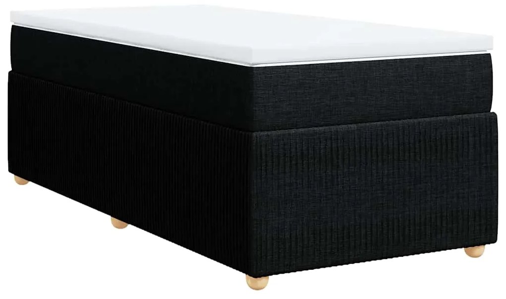vidaXL Κρεβάτι Boxspring με Στρώμα Μαύρο 100 x 200 εκ. Υφασμάτινο