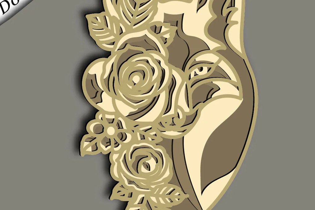 Σετ των 2 Intra απο ξύλο plywood 3mm-4mm πάχος - Fox Multilayer 3D /Fox 3D Mandala Δίασταση 30x30 cm INTRAFABR-66883316