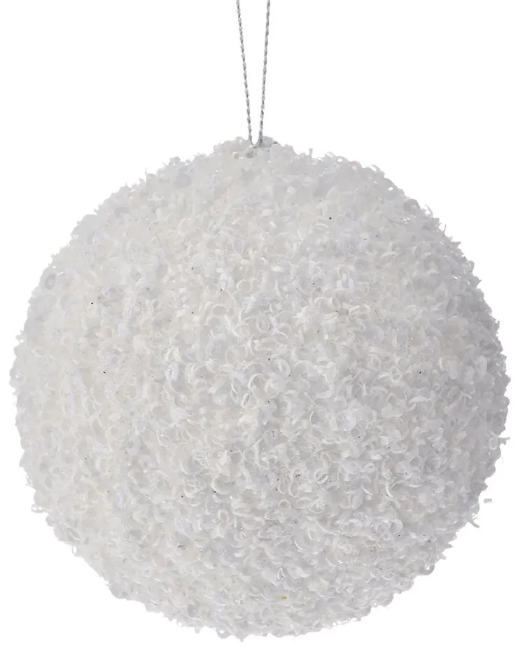 Χριστουγεννιάτικη Μπάλα Polyfoam Λευκή Glitter 8εκ. iliadis 83495