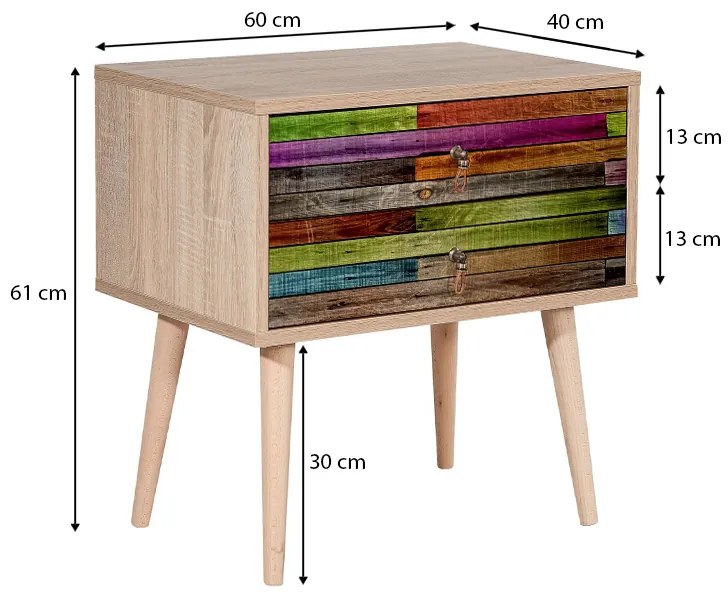 Κομοδίνο Soho Megapap χρώμα sonoma 60x40x61εκ.