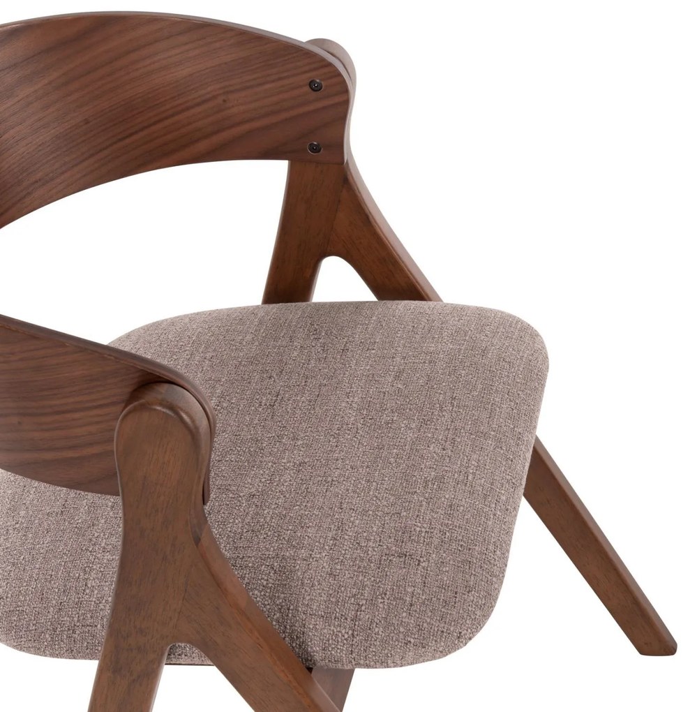 Καρέκλα NEKKER Rubberwood Καρυδί με Μπέζ ύφασμα 56x55x78Yεκ. 2αδα 56x55x78 εκ.