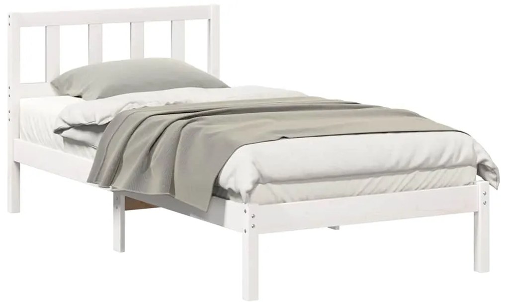 vidaXL Σκελετός Κρεβατιού Λευκό 75 x 190 cm Μασίφ ξύλο πεύκου