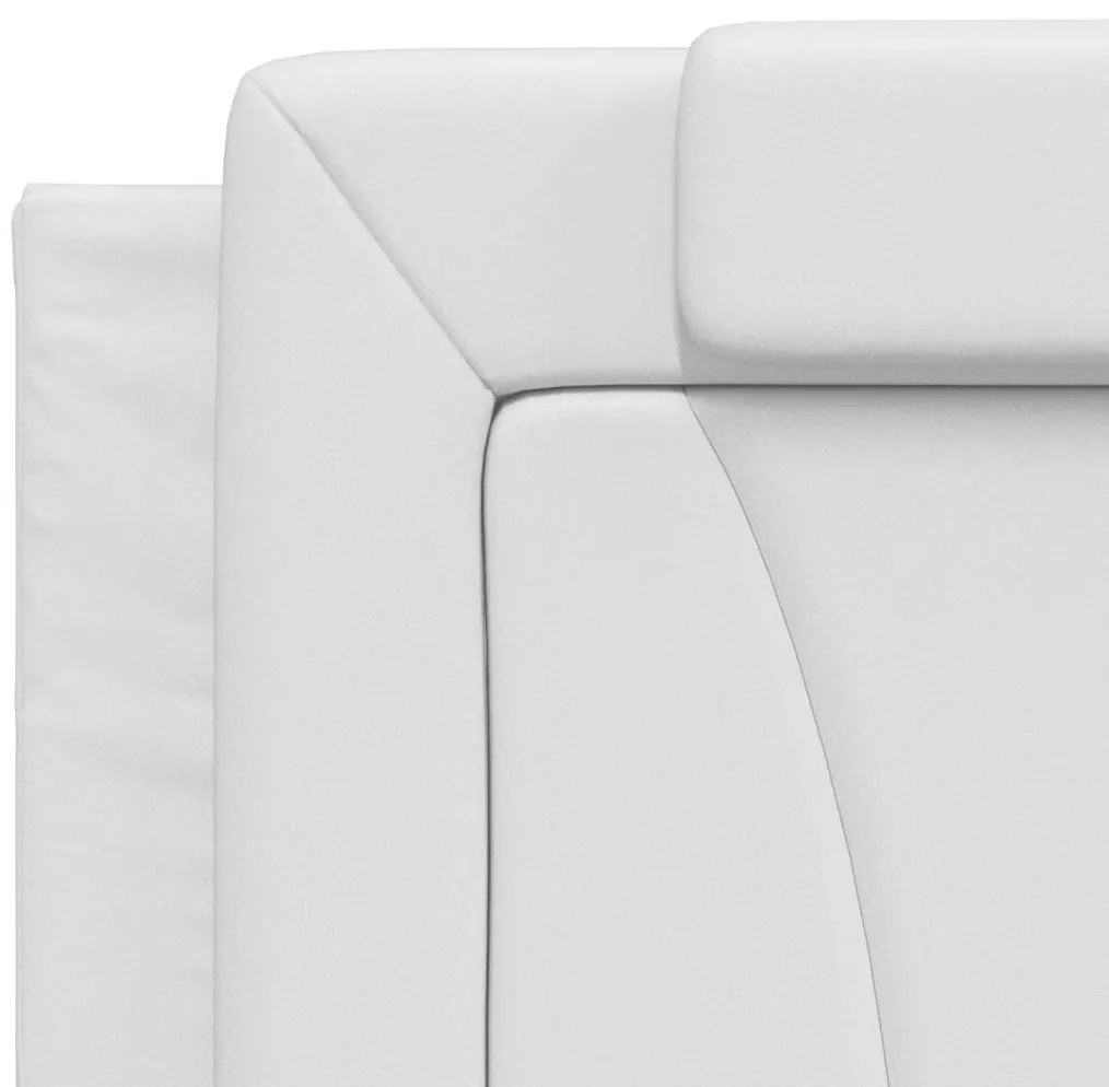 Κρεβάτι με Στρώμα Λευκό 200x200 εκ. Συνθετικό Δέρμα - Λευκό