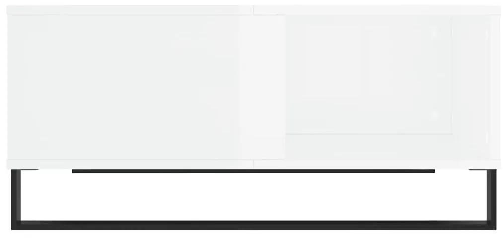 Τραπεζάκι Σαλονιού Γυαλ. Λευκό 80 x 80 x 36,5 εκ. Επεξεργ. Ξύλο - Λευκό