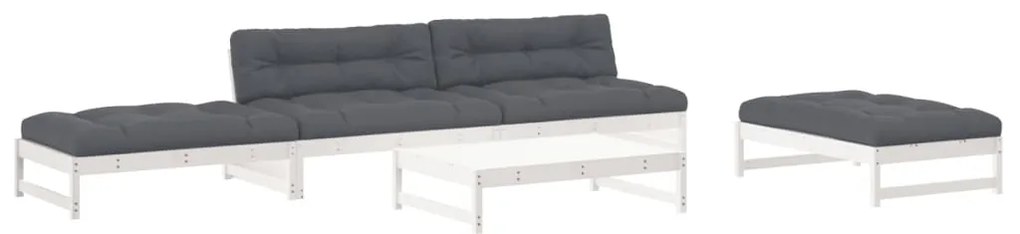 vidaXL Σαλόνι Κήπου Σετ 6 Τεμαχίων Λευκό από Μασίφ Ξύλο με Μαξιλάρια