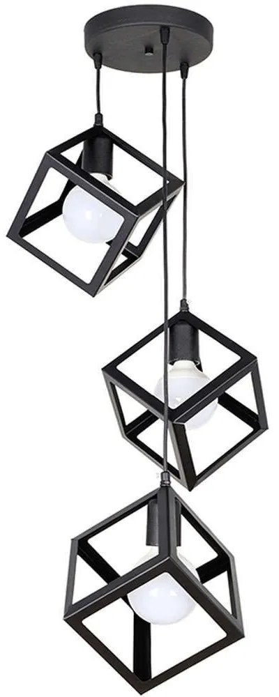Φωτιστικό Οροφής Thora 0189397 22x22x70cm 3xE27 60W Black Megapap Metal