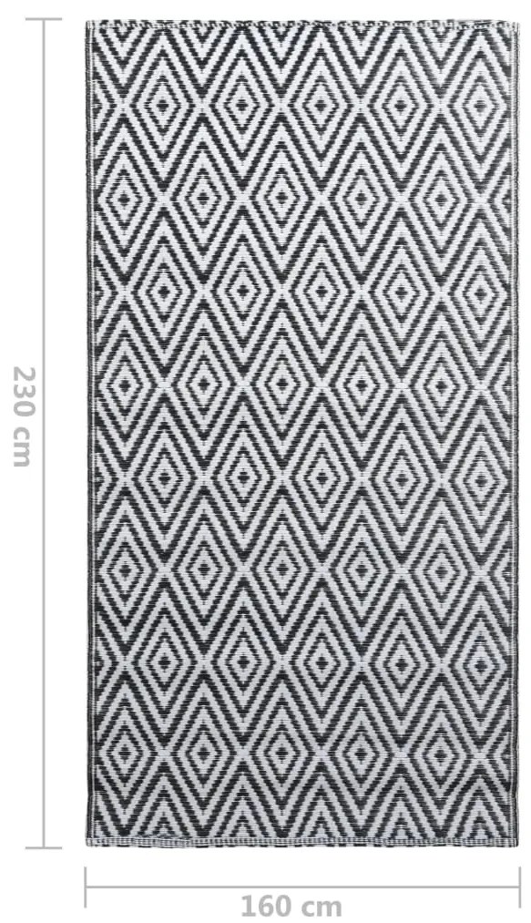 vidaXL Χαλί εξωτερικού χώρου ARAKIL Λευκό και μαύρο 160x230 cm PP