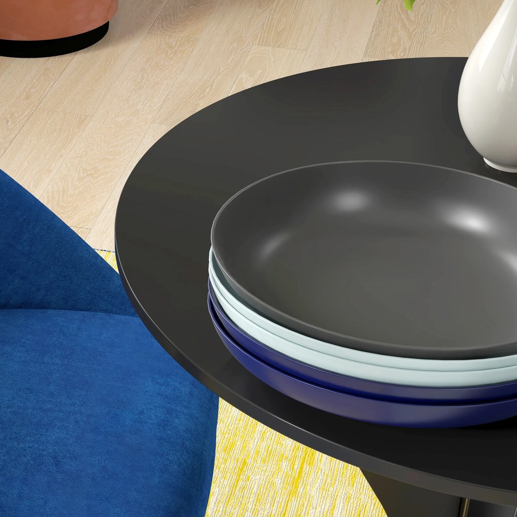 HOMCOM Τραπέζι Τραπεζαρίας, Στρογγυλό Τραπέζι Κουζίνας, Μοντέρνος Σχεδιασμός, 78 cm x 78 cm x 75 cm, Μαύρο