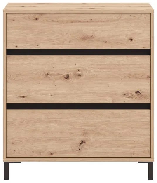 Συρταριέρα MARRON 80 3F Artisan oak - Μαύρο ματ 80x40x90εκ. 80x40x90 εκ.
