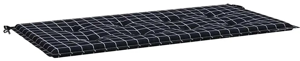 vidaXL Μαξιλάρι Πάγκου Κήπου Μαύρο Καρό 120x50x4 εκ. Ύφασμα Oxford