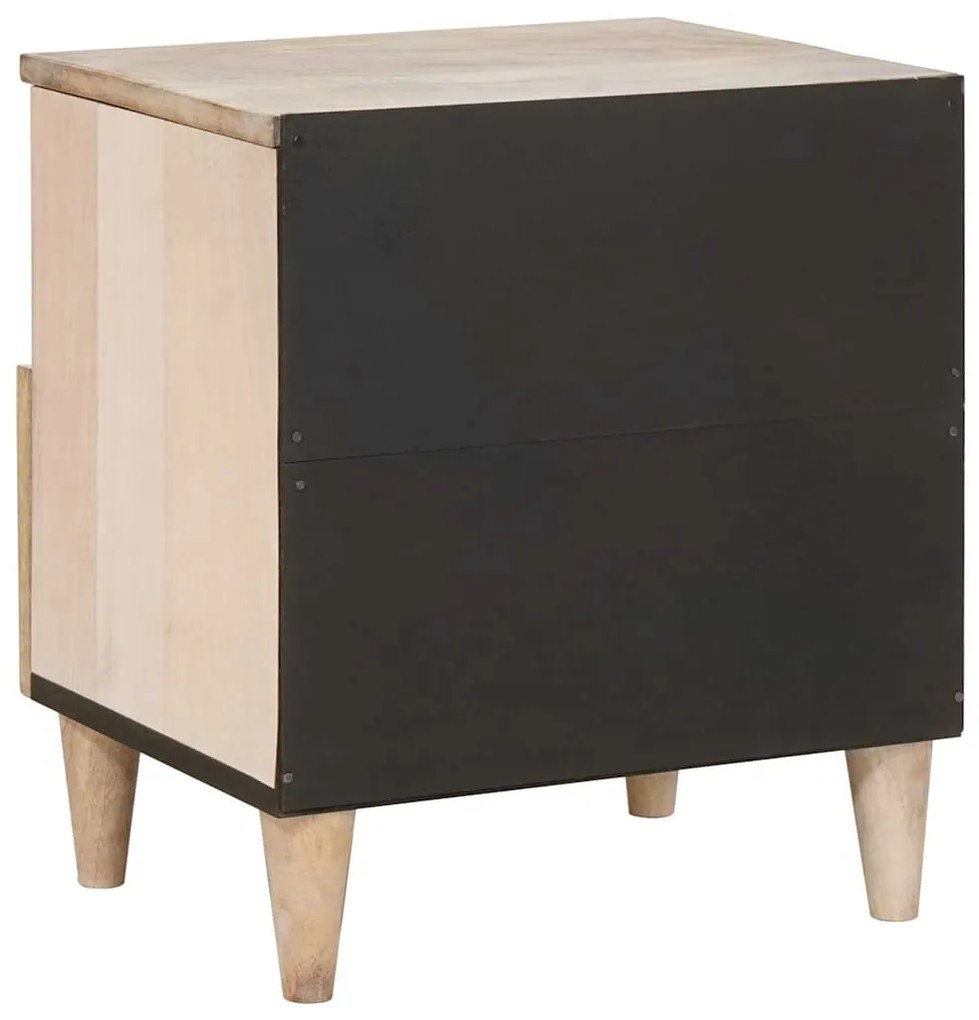 vidaXL Κομοδίνο 2 pcs Μπεζ 40 x 33 x 46 εκ. Μασίφ ξύλο μάνγκο