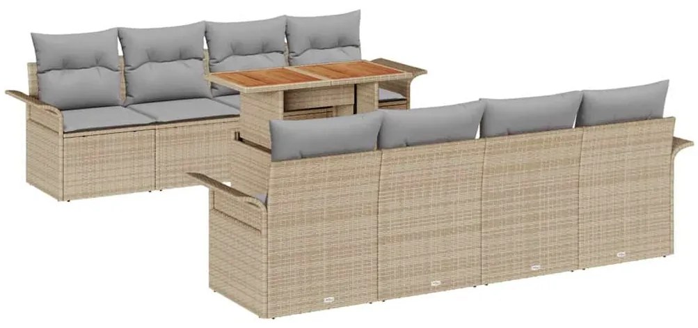 vidaXL Σετ Καναπέ Κήπου με μαξιλάρι 7 pcs μπεζ και ανοιχτό γκρι