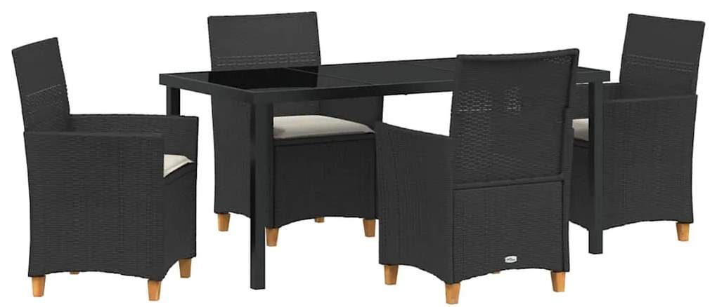 vidaXL Σέτ φαγητού για κήπο 5 pcs Μαύρο συνθετικό ρατάν