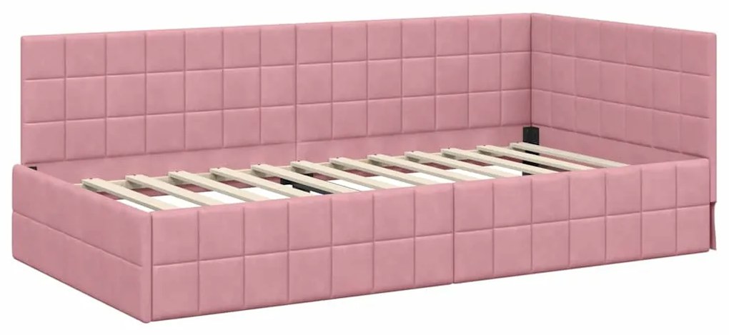 vidaXL Κρεβάτι Γωνίας με κεφαλάρι Ροζ 90 x 200 cm Βελούδο