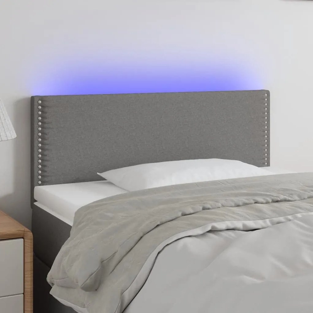 Κεφαλάρι Κρεβατιού LED Σκούρο Γκρι 100x5x78/88 εκ. Υφασμάτινο 3121463