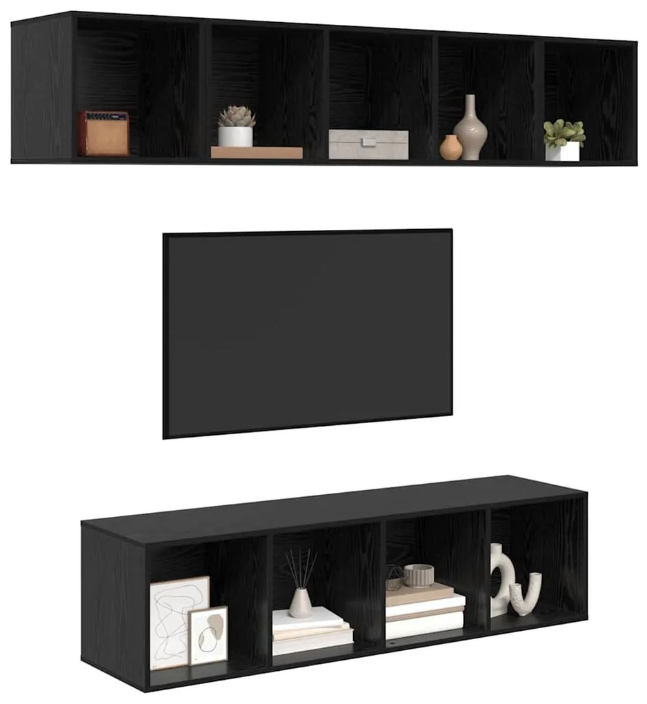 vidaXL Σετ επίπλου τηλεόρασης 4 pcs Μαύρη δρυς 37 x 37 x 142.5 εκ
