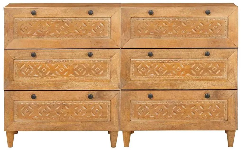 vidaXL Πλαϊνό γραφείο 2 pcs Καφέ 60 x 33 x 75 cm Μασίφ ξύλο μάνγκο