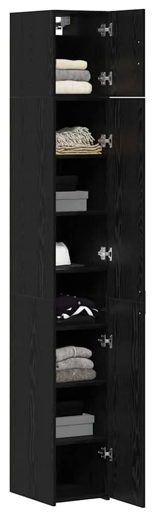 vidaXL Ντουλάπι αποθήκευσης 3 pcs Μαύρη Οξυά 30 x 42,5 x 225 εκ