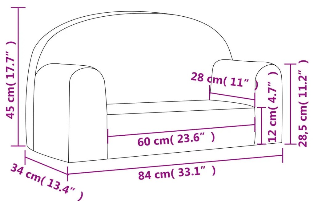 Καναπές Παιδικός Διθέσιος Ροζ από Μαλακό Βελουτέ Ύφασμα - Ροζ