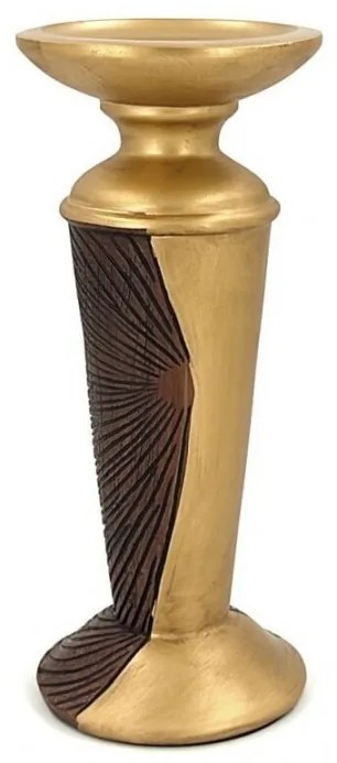 Κηροπήγιο 11x11x25cm Polyresin Χρυσαφί με Μαύρες Λεπτομέρειες Etoile MB-1645
