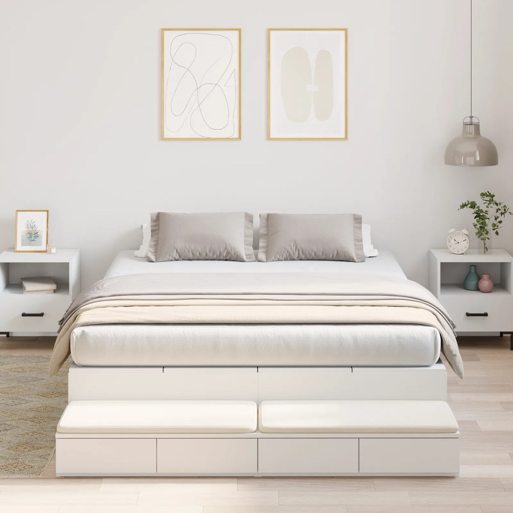 vidaXL Κρεβάτι Αποθήκευσης Λευκό 135x190 εκ.