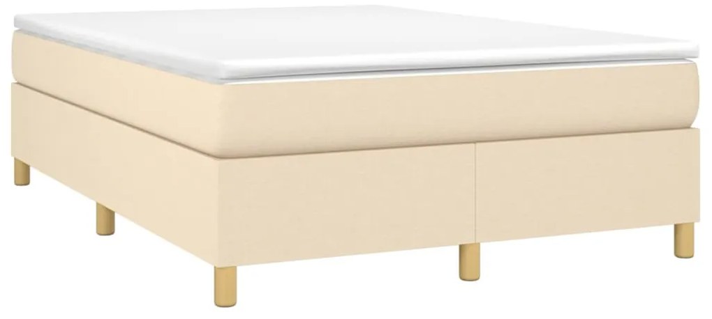 vidaXL Κρεβάτι Boxspring με Στρώμα Κρεμ 140x200 εκ. Υφασμάτινο