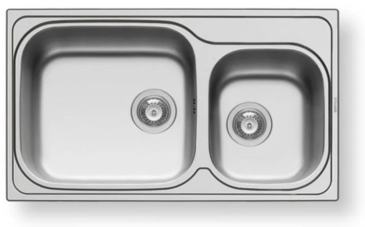 Pyramis Amaltia Plus 2B Ανοξείδωτος Ένθετος Νεροχύτης Σαγρέ Με 2 Γούρνες 86x50 cm