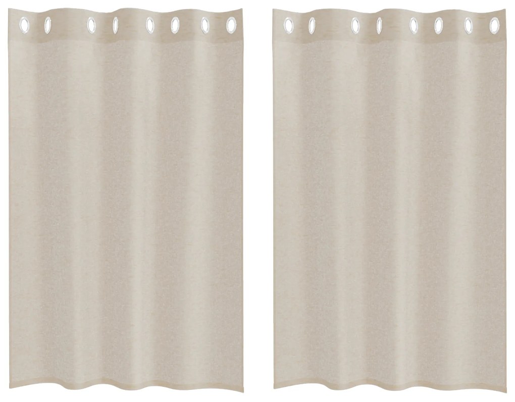 vidaXL Κουρτίνες με κουρτίνες 2 pcs Άμμος 140 x 140 εκ. Πολυεστέρας