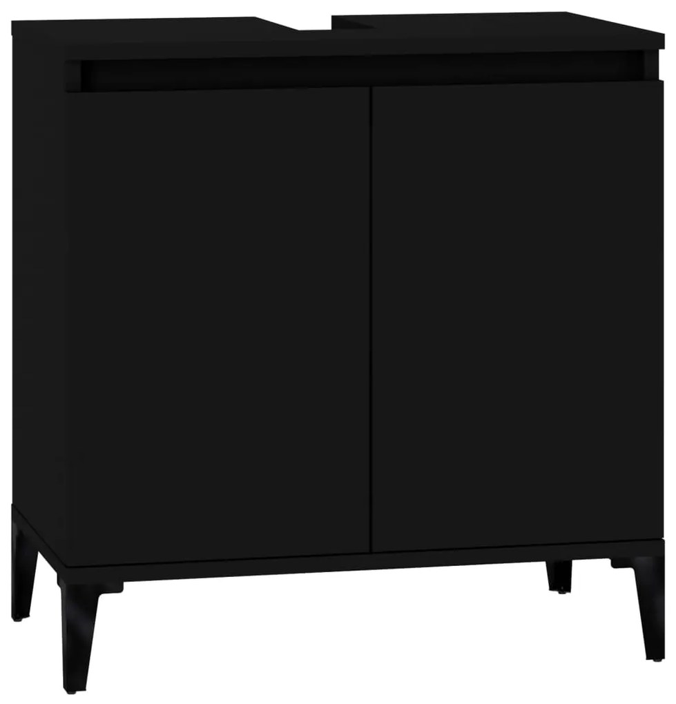 vidaXL Ντουλάπι Νιπτήρα Μαύρο 58x33x60 εκ. Επεξεργασμένο Ξύλο