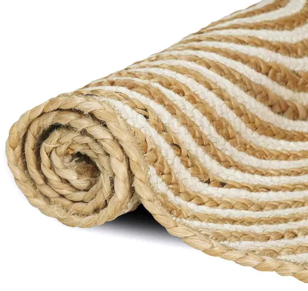 vidaXL Χαλί Φυσικό και Λευκό 60 x 300 cm Γιούτα