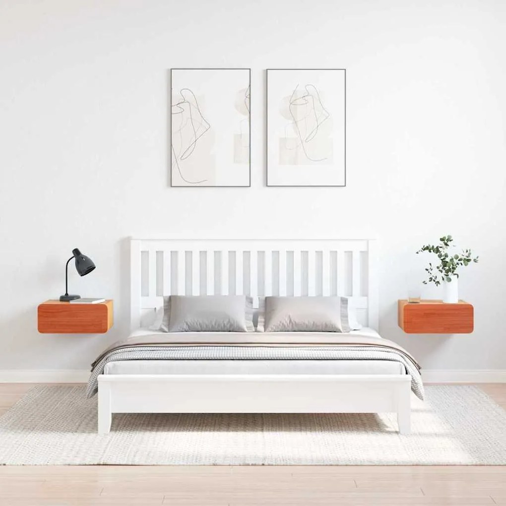 vidaXL Κομοδίνο 2 pcs Καφέ κεριού 39 x 34 x 16.5 εκ. Μασίφ ξύλο πεύκου