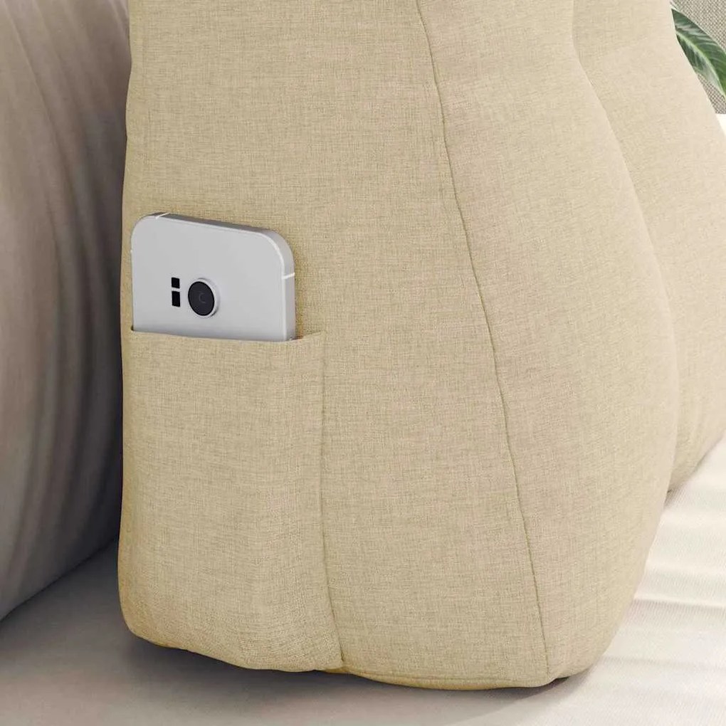 vidaXL Μαξιλάρι Πλάτης Κρεμ 45 x 24 x 50 εκ ύφασμα