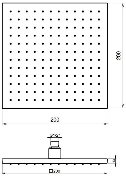 Κεφαλή ντουζ Emotion τετράγωνη-20 x 20 x 1.3 εκ.-Inox