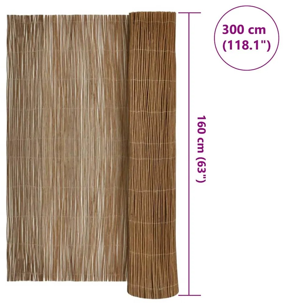 vidaXL Φράκτης Ιτιάς Καφέ 160 x 300 cm