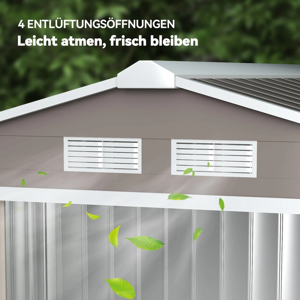 Outsunny Αποθήκη Εργαλείων με Συρόμενες Πόρτες 2,13 x 1,30 x 1,85cm Μέταλλο Γκρι