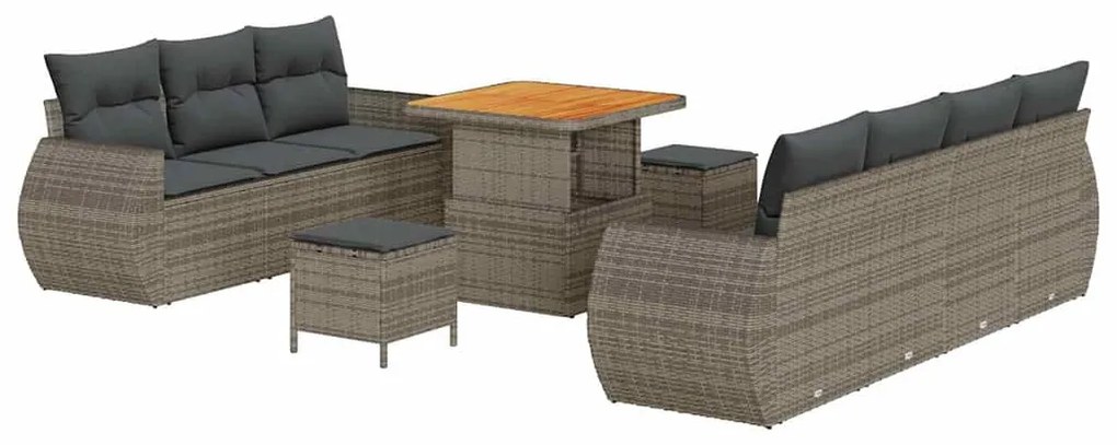 vidaXL Σετ Καναπέ Κήπου 10 pcs Γκρι συνθετικό ρατάν
