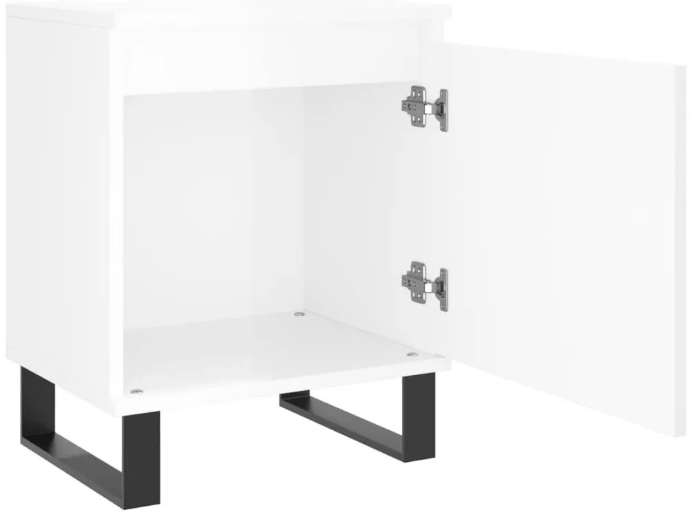 vidaXL Κομοδίνα 2 τεμ. Γυαλ. Λευκά 40x30x50 εκ. από Επεξεργασμένο Ξύλο