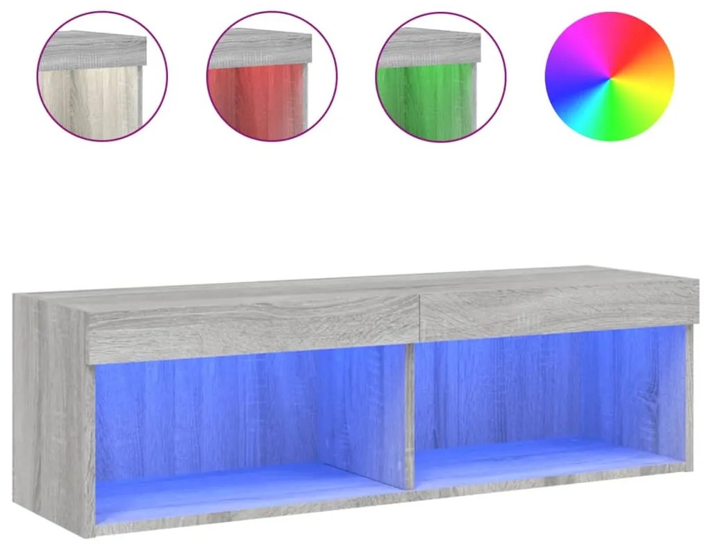 vidaXL Έπιπλο Τηλεόρασης με LED Γκρι Sonoma 100x30x30 εκ.