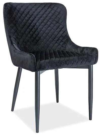 80-1857 Επενδυμένη καρέκλα τραπεζαρίας Colin B 52x45x82 μεταλλική μαύρη βάση/μαύρο βελούδο bluvel 19 DIOMMI COLINBVCC, 1 Τεμάχιο