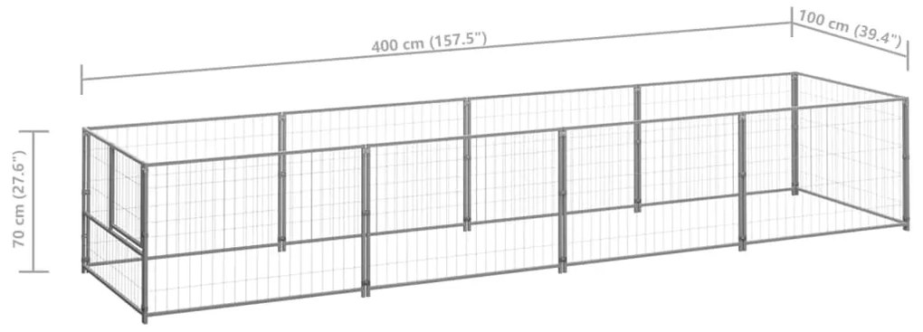 vidaXL Σπιτάκι Σκύλου Ασημί 4 μ² Ατσάλινο