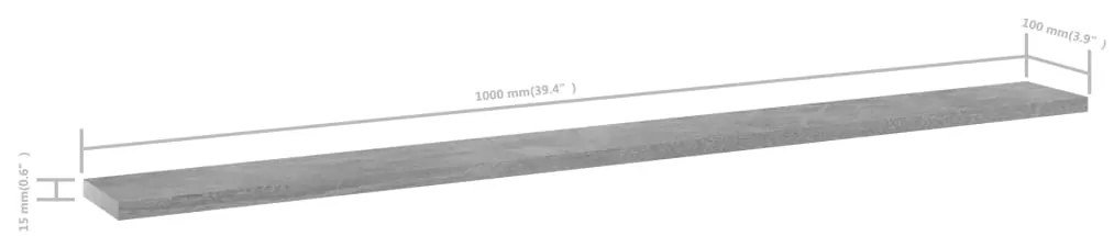 vidaXL Ράφια Βιβλιοθήκης 4 τεμ Γκρι Σκυροδ. 100x10x1,5 εκ. Επεξ. Ξύλο
