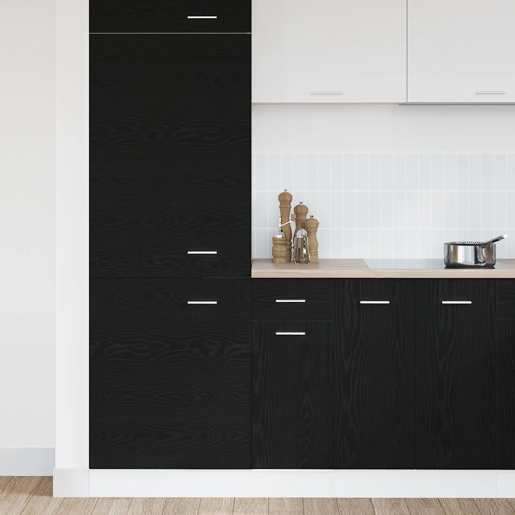 vidaXL Μαύρο Δρύινο Κάτω Ντουλάπι με Συρτάρι - 30x46x81.5 εκ, Φτιαγμένο από Επεξεργασμένο Ξύλο