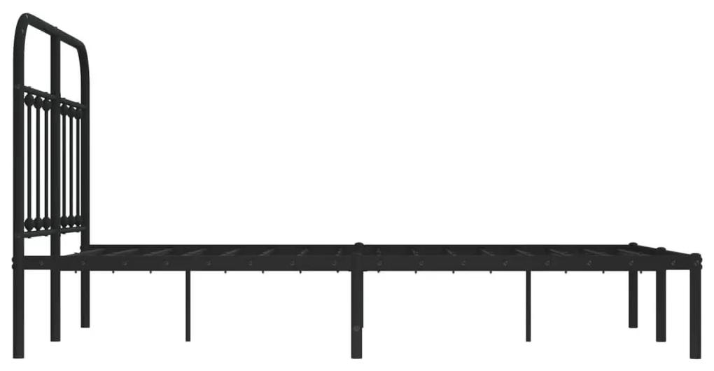 Πλαίσιο Κρεβατιού με Κεφαλάρι Μαύρο 120 x 190 εκ. Μεταλλικό - Μαύρο