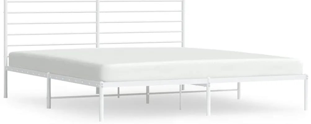 vidaXL Πλαίσιο Κρεβατιού με Κεφαλάρι Λευκό 193 x 203 εκ. Μεταλλικό