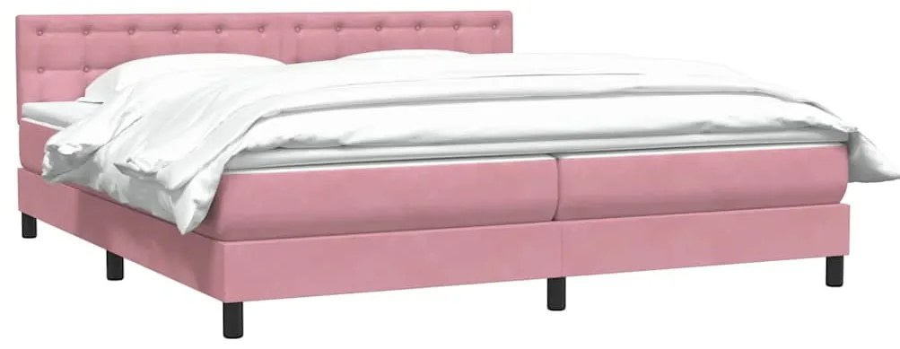 vidaXL Κρεβάτι Boxspring με Στρώμα Ροζ 180x210 εκ. Βελούδινο