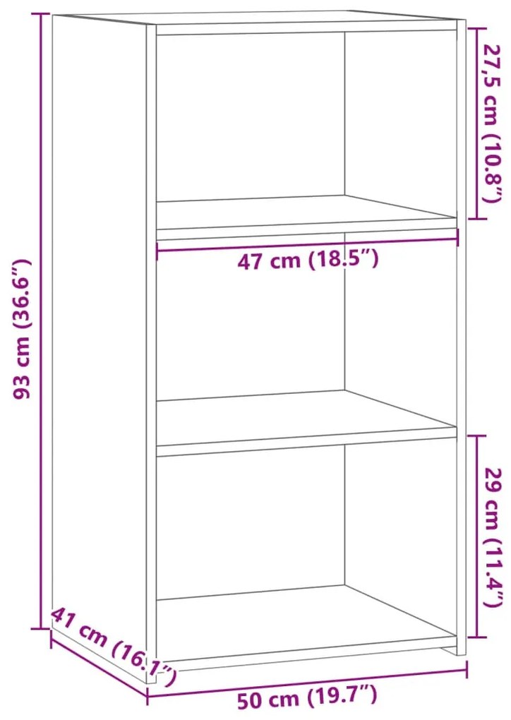 Ντουλάπι Γκρι Σκυροδέματος 50x41x93 εκ. Επεξεργασμένο Ξύλο - Γκρι