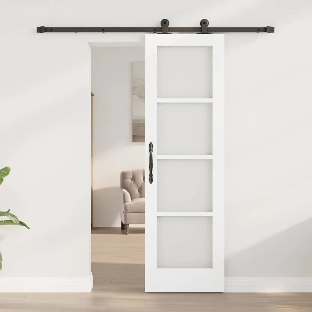 vidaXL Συρόμενη Πόρτα Λευκό 61 x 198.5 εκ. Ξύλο και μέταλλο