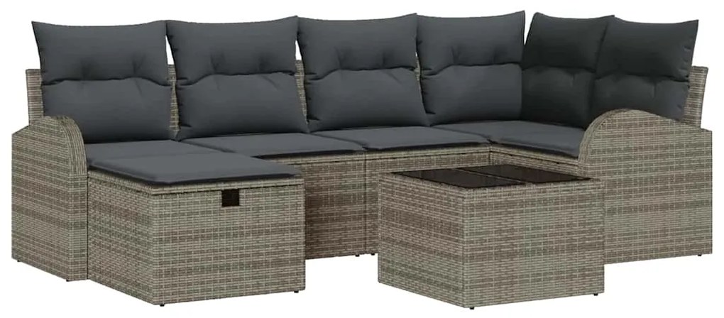vidaXL Σετ Καναπέ Κήπου 7 pcs Γκρι 234 x 124 x 85 εκ Πολυ ράταν