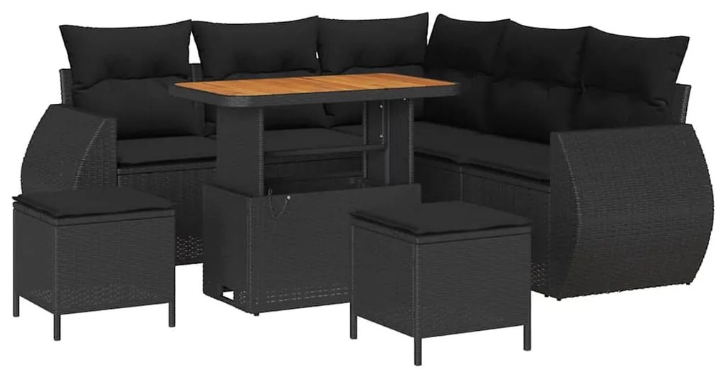 vidaXL Σετ Καναπέ Κήπου 8 pcs Μαύρο συνθετικό ρατάν